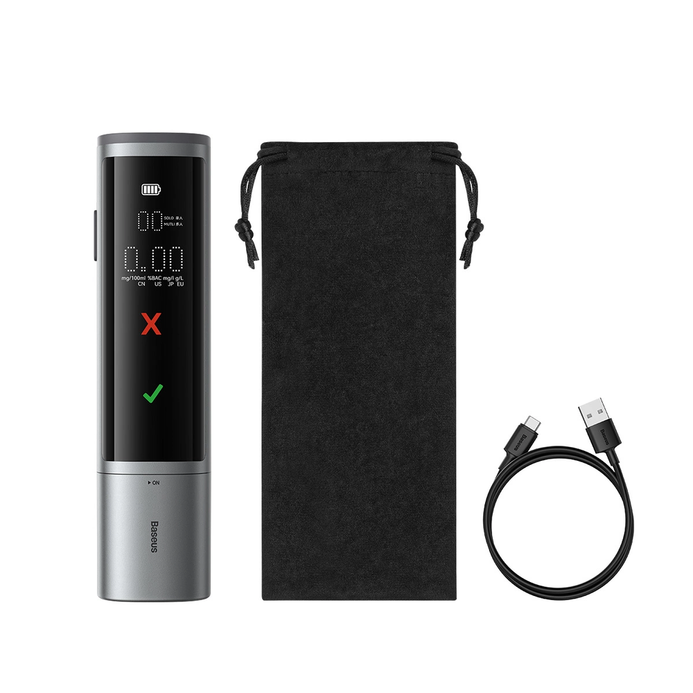 Baseus SafeJourney Pro elektroninis alkotesteris bekontaktis (pilkas)