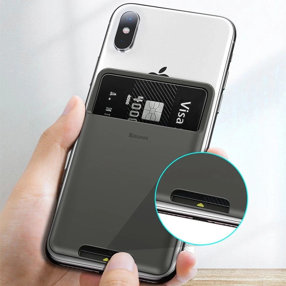 Dėklas BASEUS back stick silicone card bag ACKD-A0G pilkos spalvos