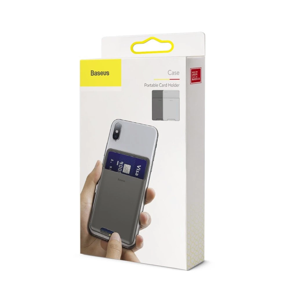 Dėklas BASEUS back stick silicone card bag ACKD-A0G pilkos spalvos