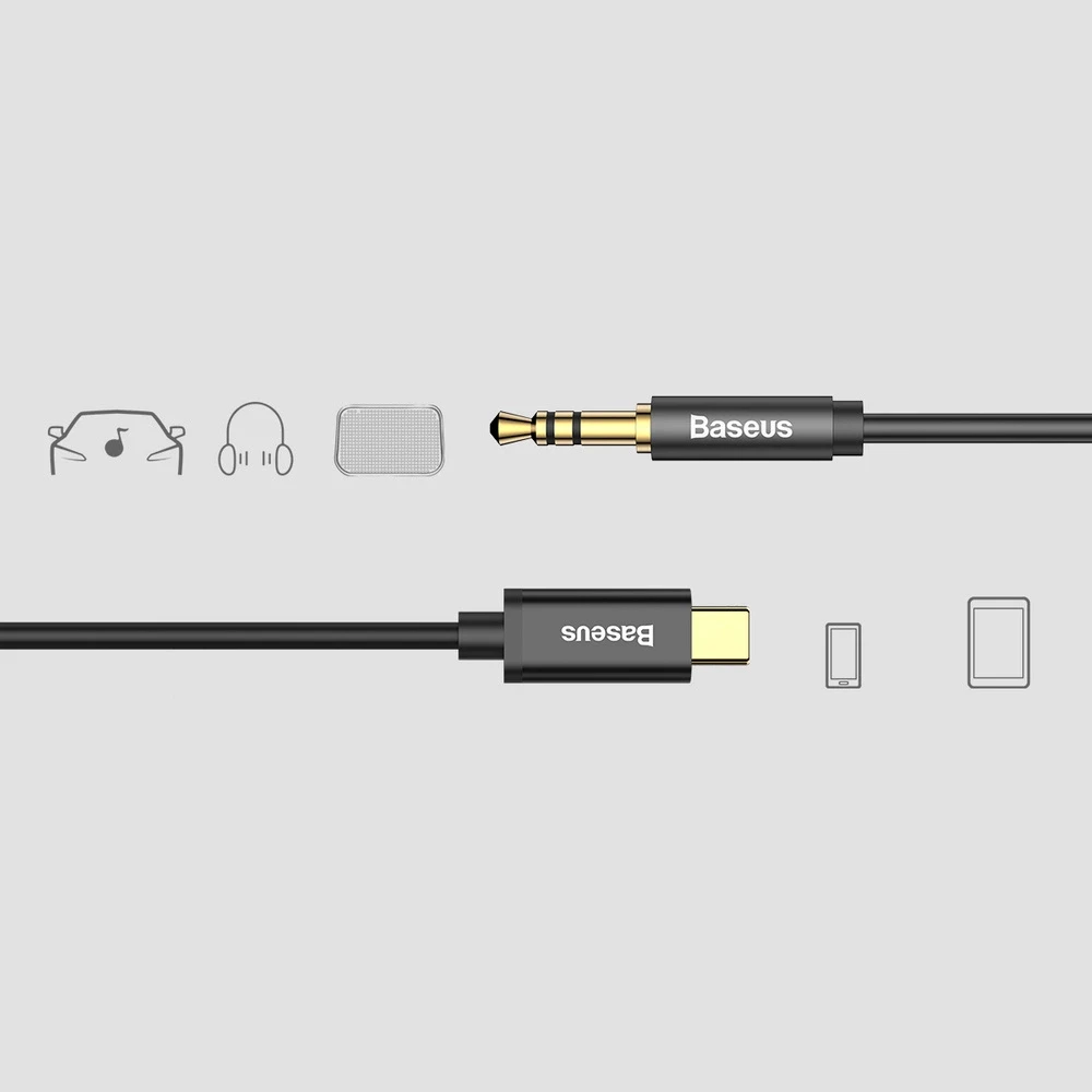 Baseus Yiven audio kabelis USB-C - 3.5mm AUX 1.2m - Juodas