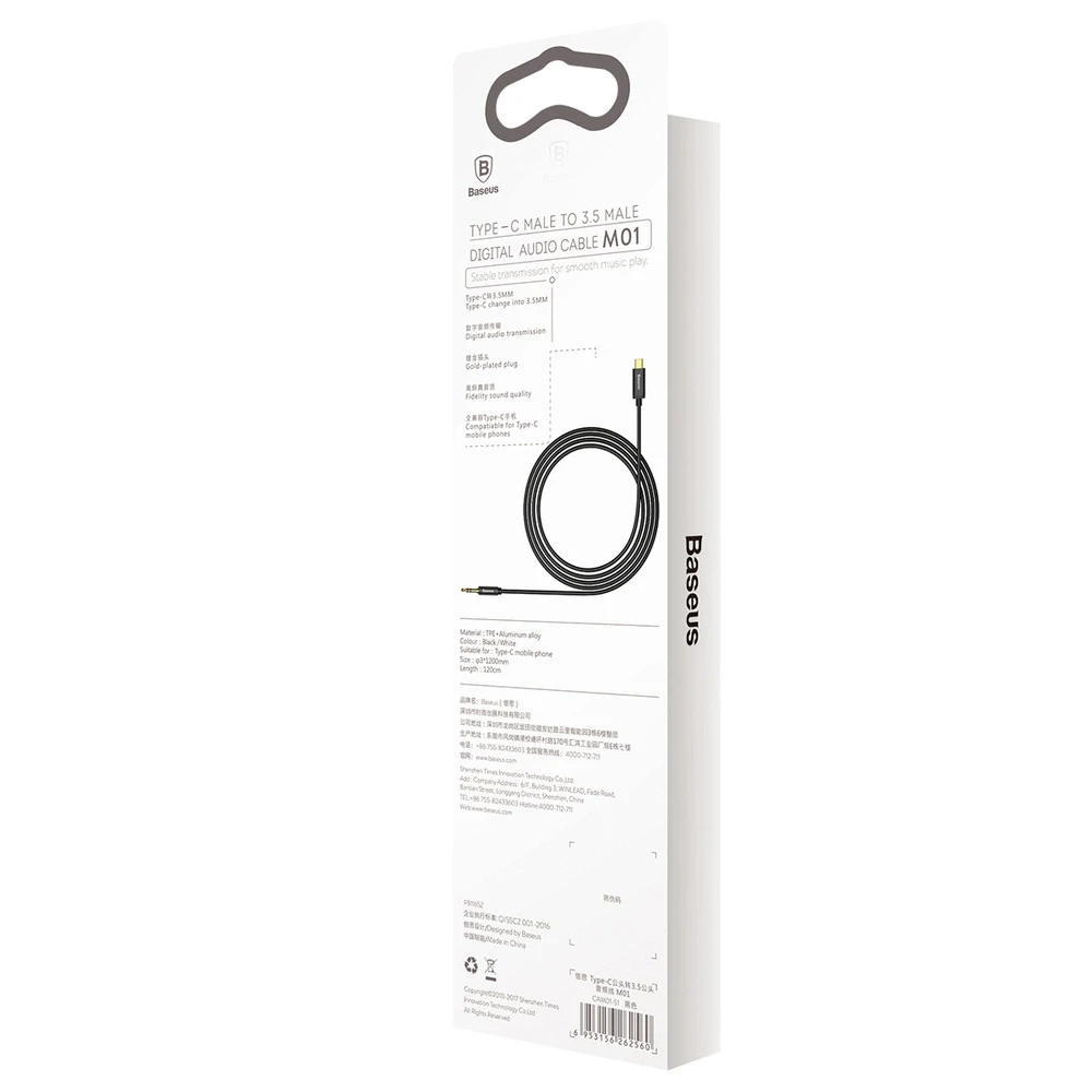 Baseus Yiven audio kabelis USB-C - 3.5mm AUX 1.2m - Juodas