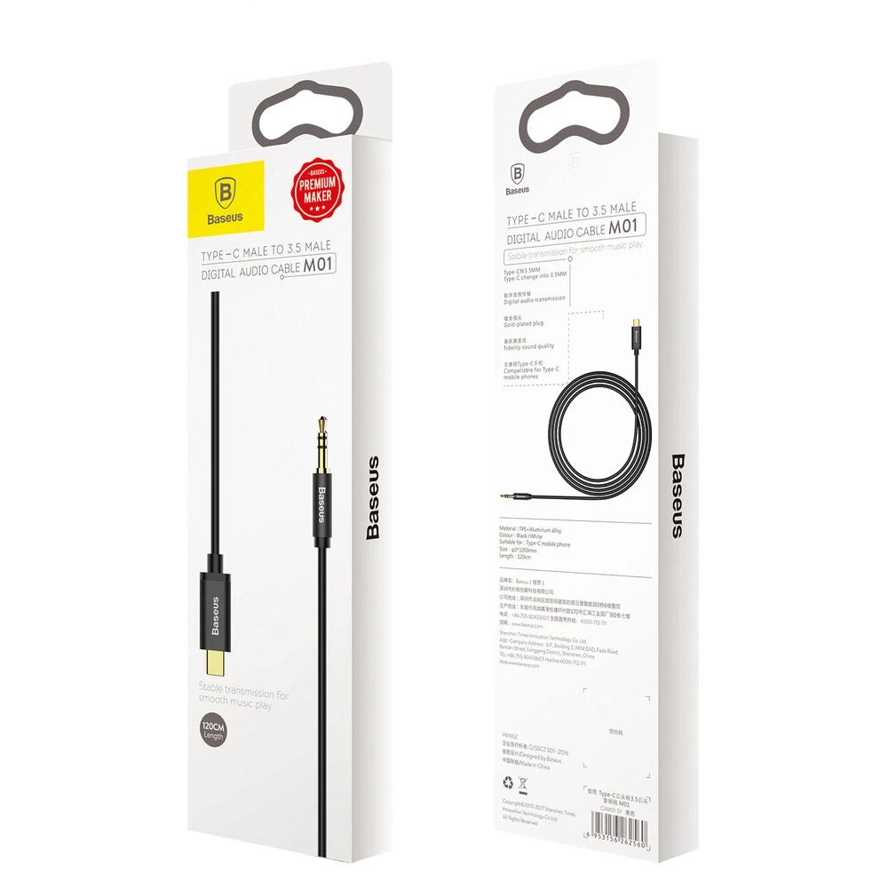 Baseus Yiven audio kabelis USB-C - 3.5mm AUX 1.2m - Juodas