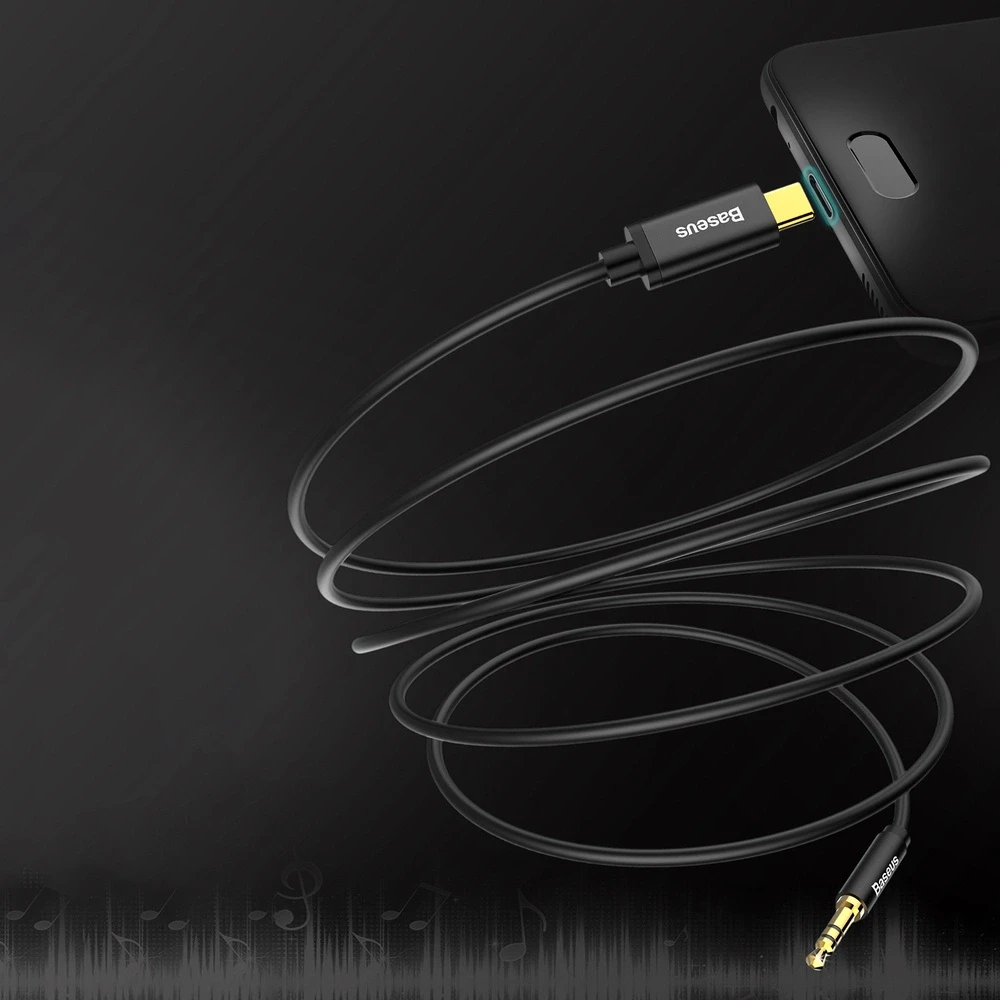 Baseus Yiven audio kabelis USB-C - 3.5mm AUX 1.2m - Juodas