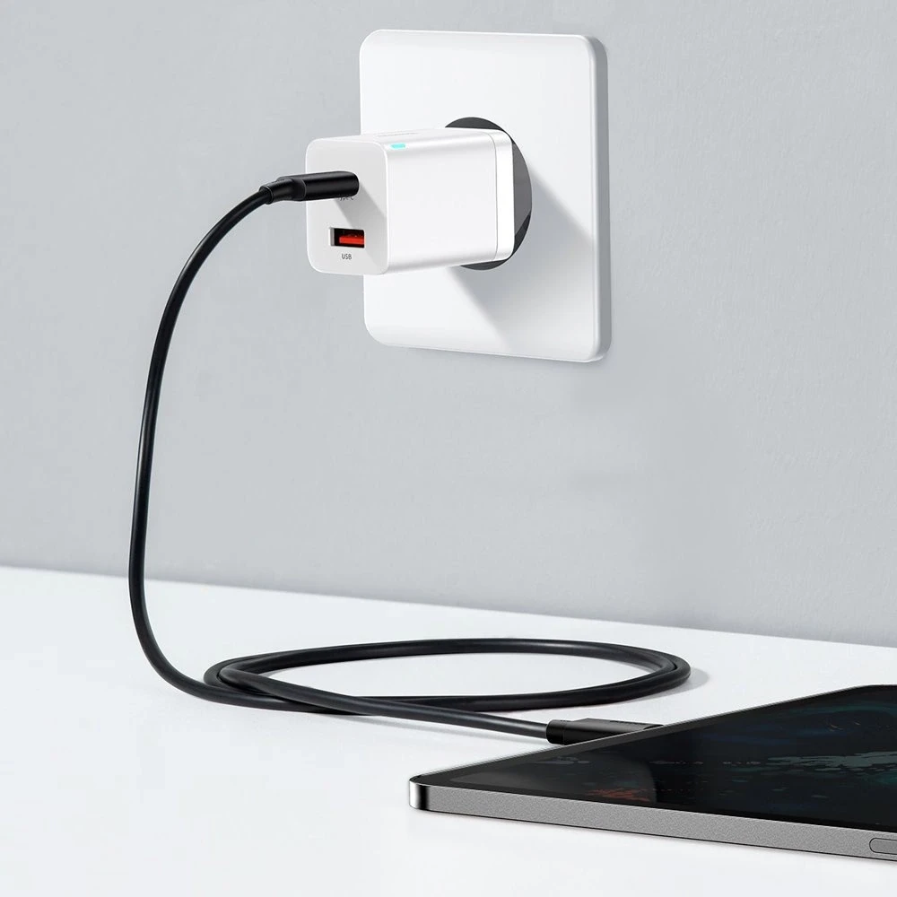 Baseus Super Si Pro įkroviklis USB + USB-C 30W - Baltas