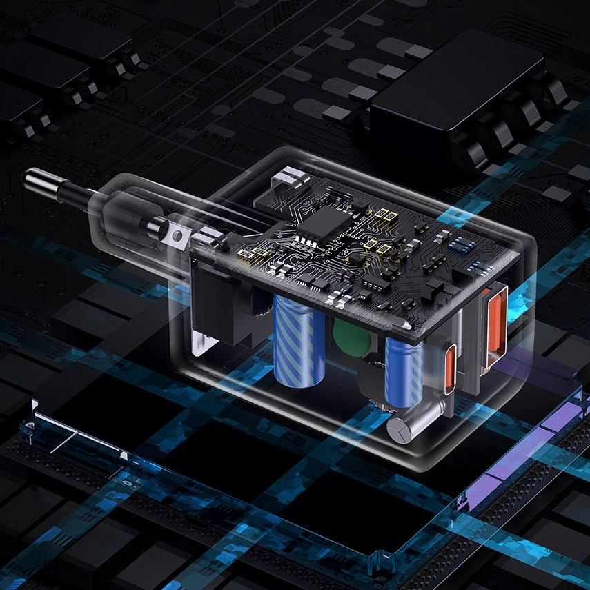 Baseus Super Si Pro įkroviklis USB + USB-C 30W - Baltas