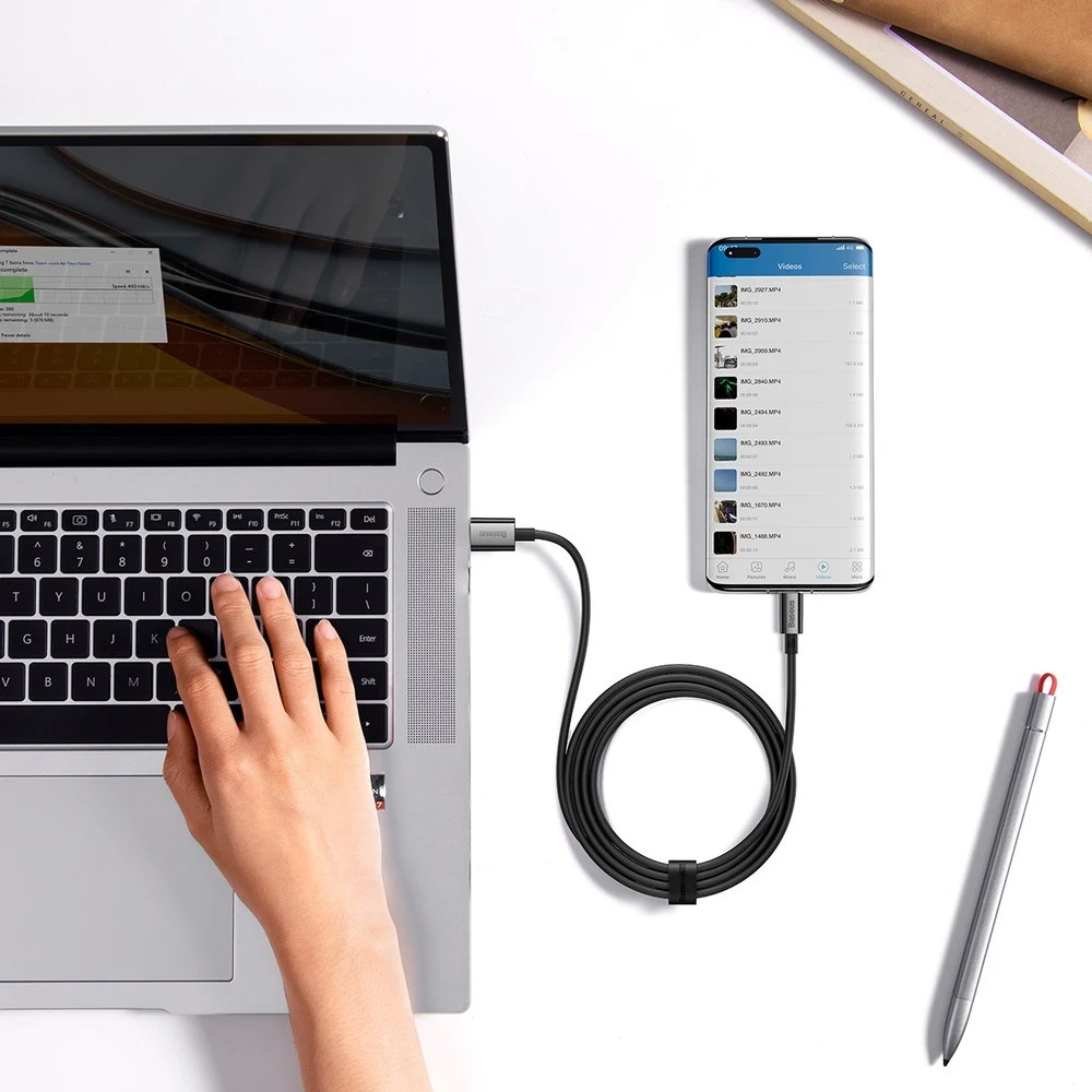 USB laidas per USB-C Baseus Superior 100W 2m (juodas)