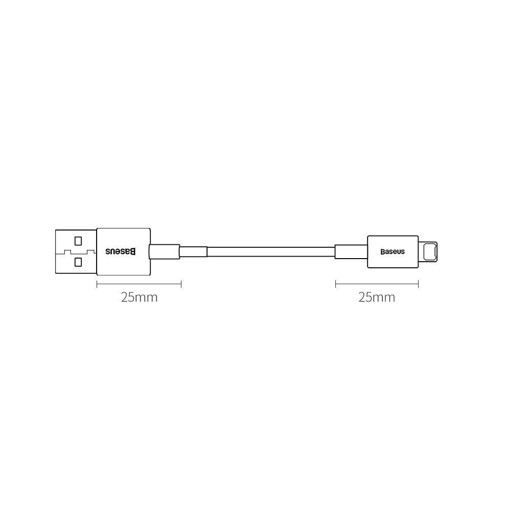 USB kabelis Baseus Superior iš USB į Lightning 2.4A 0.25m baltas CALYS-02