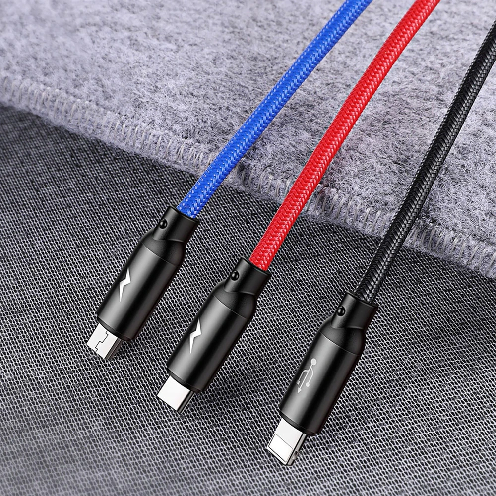 Kabelis Baseus USB2.0 A kištukas ir 3 kištukai (USB C, micro USB, lightning)