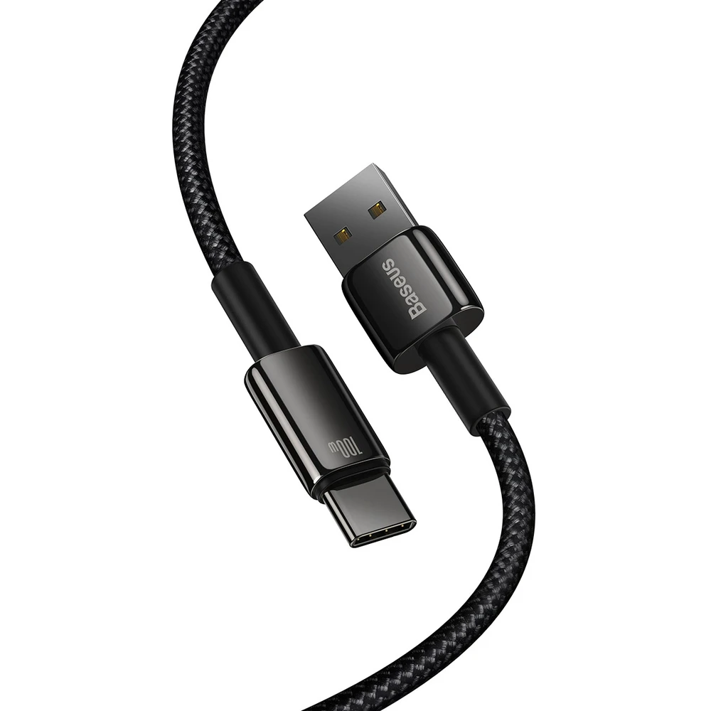 Baseus volframo auksinis kabelis USB prie USB-C, 100 W, 2 m (juodas)