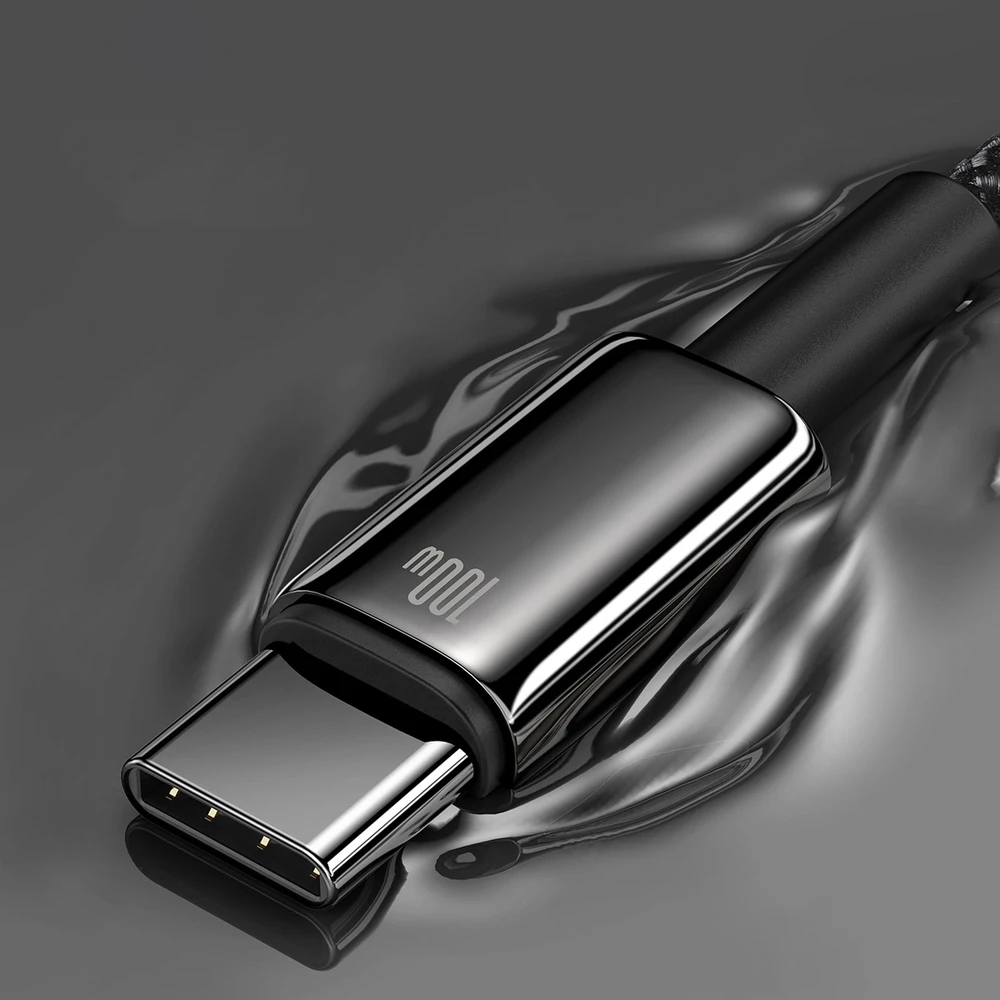 Baseus volframo auksinis kabelis USB prie USB-C, 100 W, 1 m (juodas)