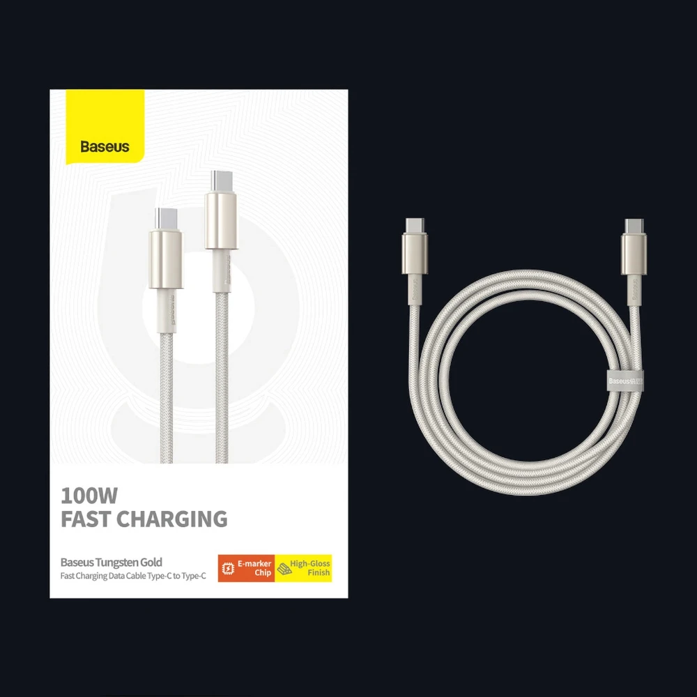 Laidas iš USB-C į USB-C Baseus Tungsten Gold, 100 W, 2 m (auksinis)