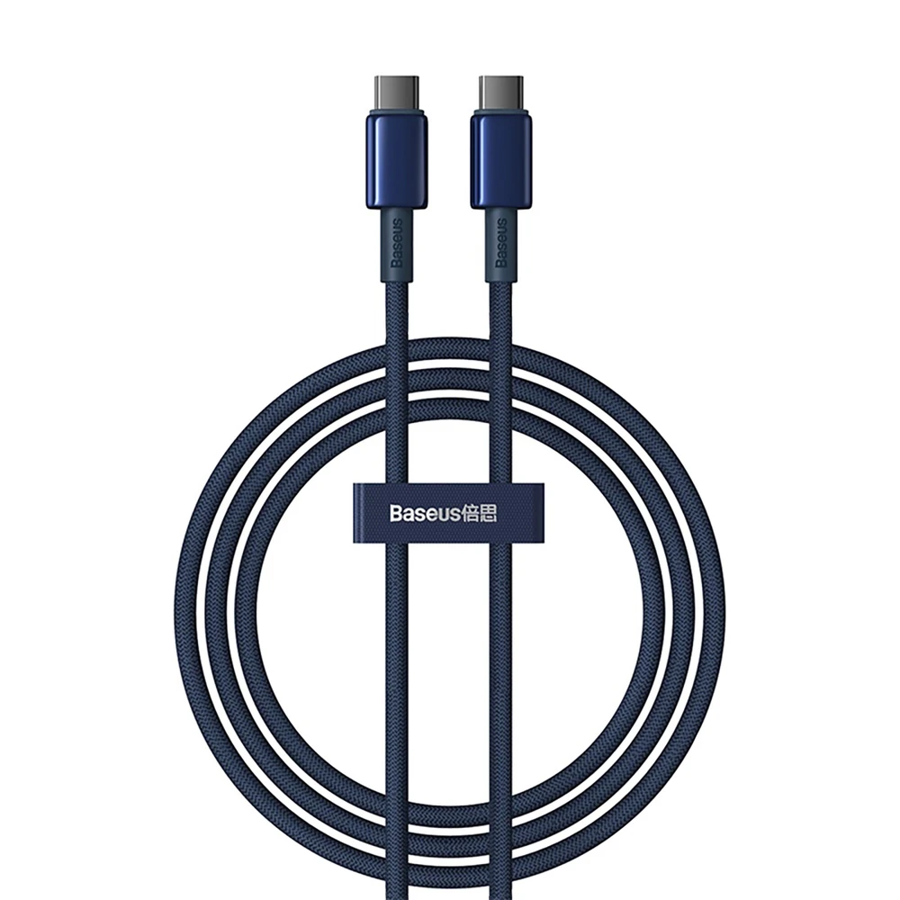 Laidas iš USB-C į USB-C Baseus Tungsten Gold, 100 W, 1 m (mėlynas)