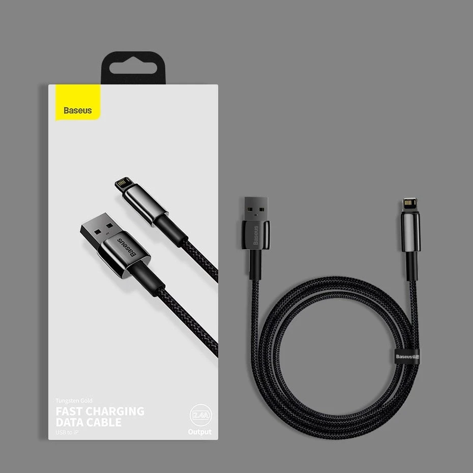 Baseus Tungsten Gold kabelis USB į Lightning 2.4A 1m - Juodas