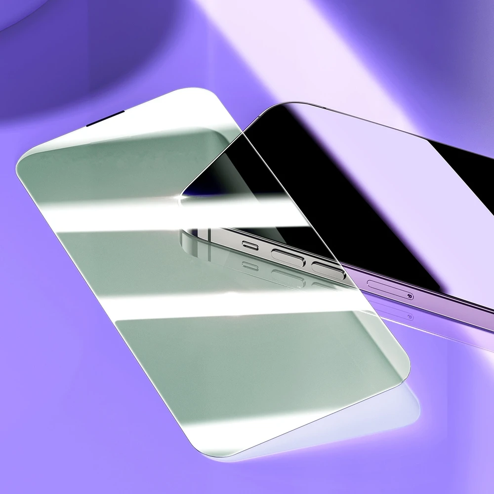 Baseus viso ekrano Apsauginis stiklas Apple iPhone 14 Pro su Anti Mėlyna šviesos filtru ir 0,3 mm garsiakalbio dangteliu + montavimo rėmeliu