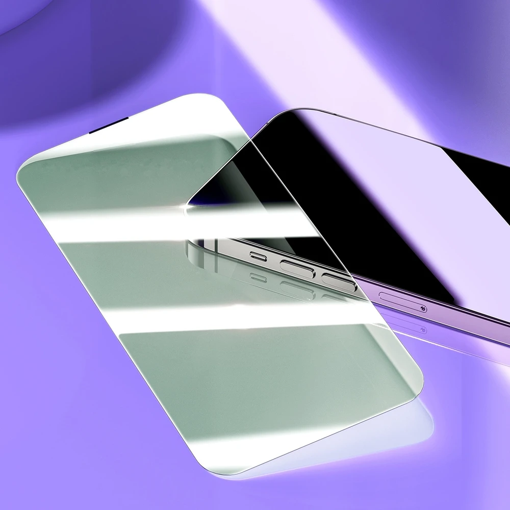 Baseus viso ekrano Apsauginis stiklas Apple iPhone 14 Pro Max su Anti Mėlyna šviesos filtru ir 0,3 mm garsiakalbio dangteliu + montavimo rėmeliu