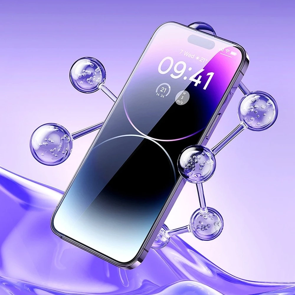 Baseus viso ekrano Apsauginis stiklas Apple iPhone 14 Pro Max su Anti Mėlyna šviesos filtru ir 0,3 mm garsiakalbio dangteliu + montavimo rėmeliu