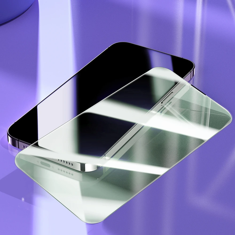 Baseus viso ekrano Apsauginis stiklas Apple iPhone 14 Pro su Anti Mėlyna šviesos filtru ir 0,3 mm garsiakalbio dangteliu + montavimo rėmeliu
