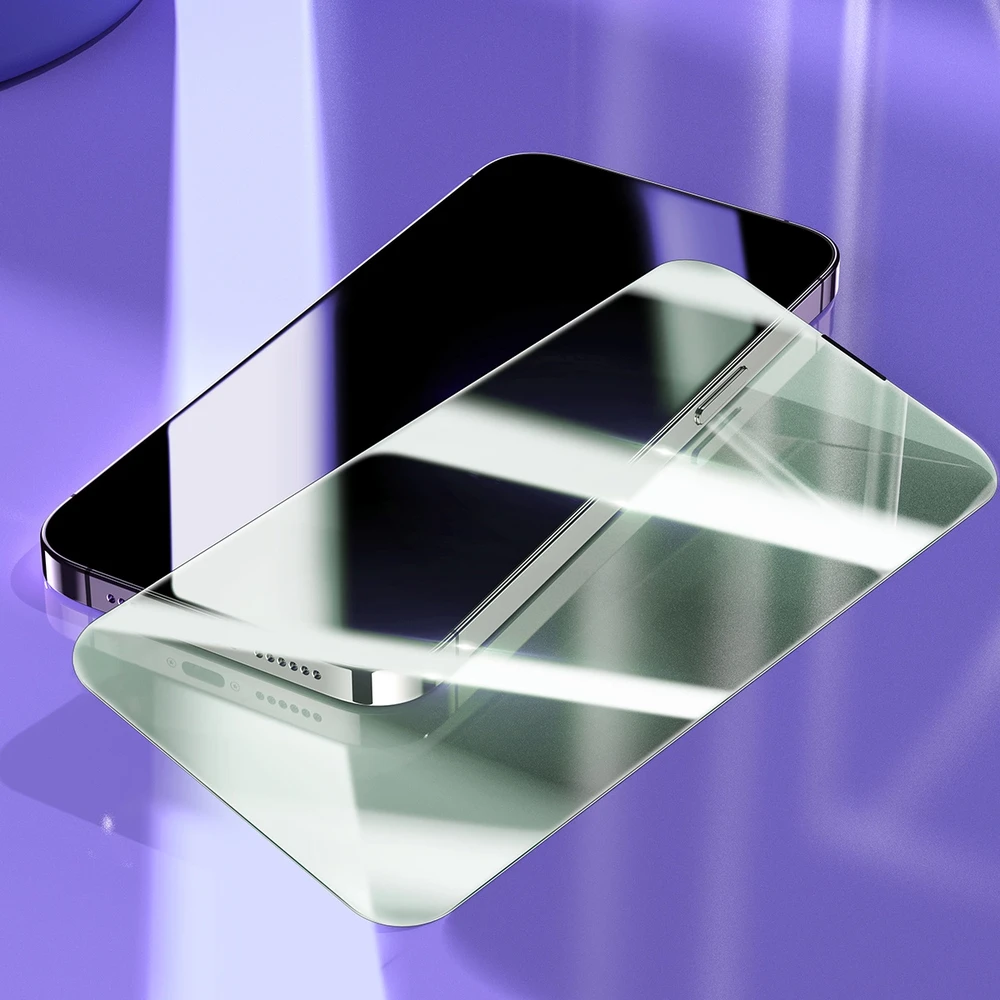 Baseus viso ekrano Apsauginis stiklas Apple iPhone 14 Pro Max su Anti Mėlyna šviesos filtru ir 0,3 mm garsiakalbio dangteliu + montavimo rėmeliu