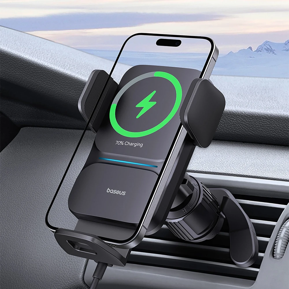 Baseus Automobilinis laikiklis 4.7-7.5" ekranų telefonams su belaidžiu Qi įkrovimu 15W, IR jutikliu
