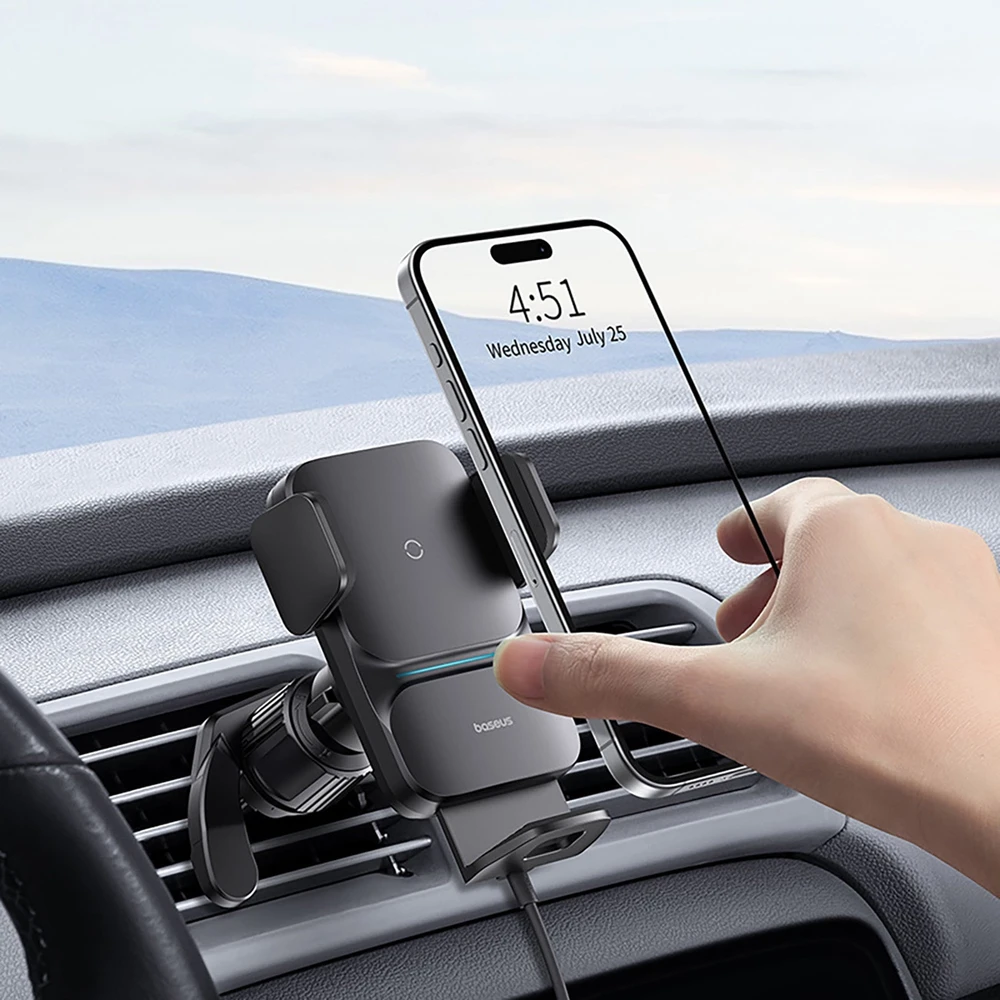 Baseus Automobilinis laikiklis 4.7-7.5" ekranų telefonams su belaidžiu Qi įkrovimu 15W, IR jutikliu