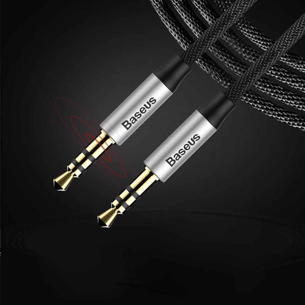 Baseus Yiven 3.5mm AUX kabelis 1m - Juodas / Sidabrinis