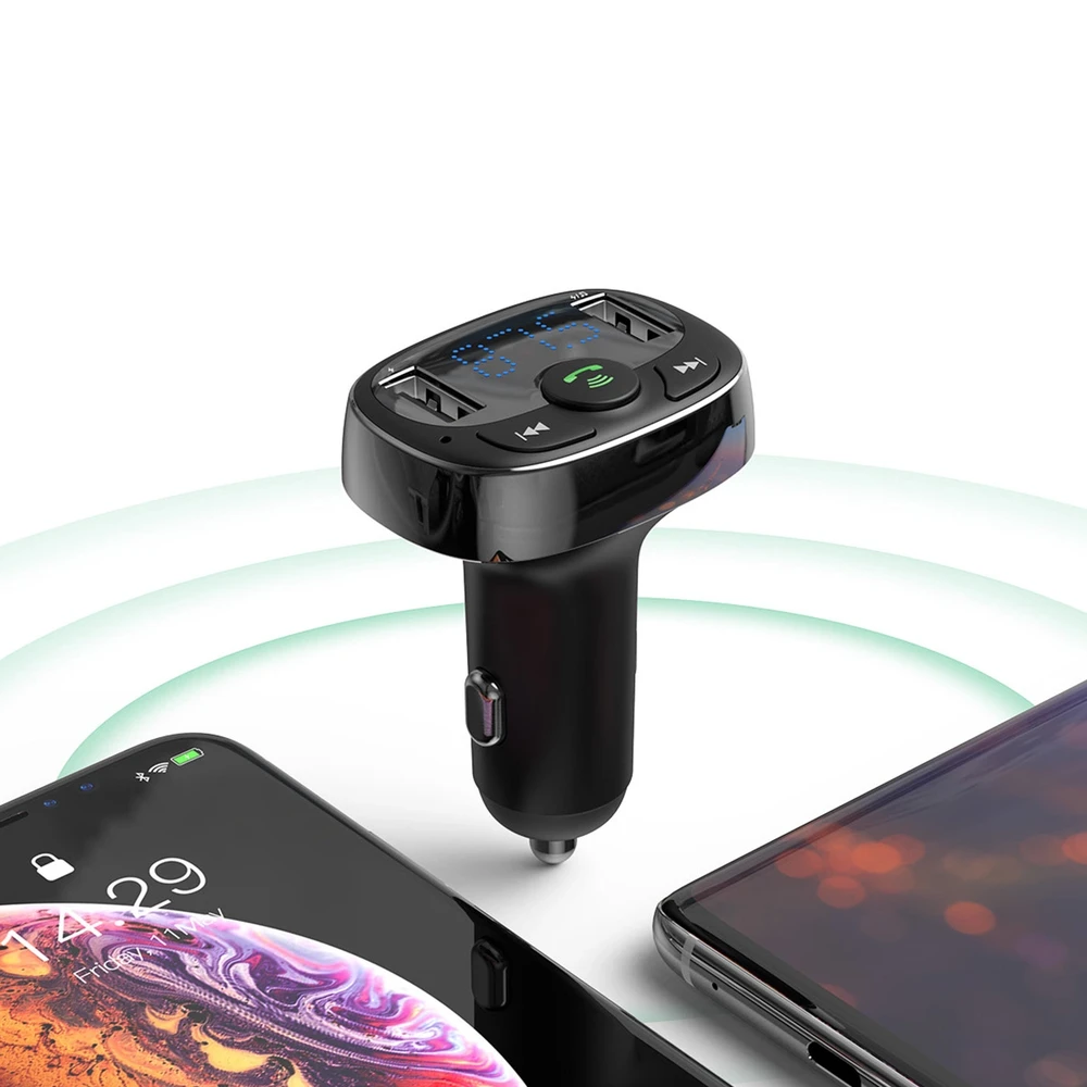 Baseus FM moduliatorius T tipo Bluetooth 2xUSB Micro SD – Juodas
