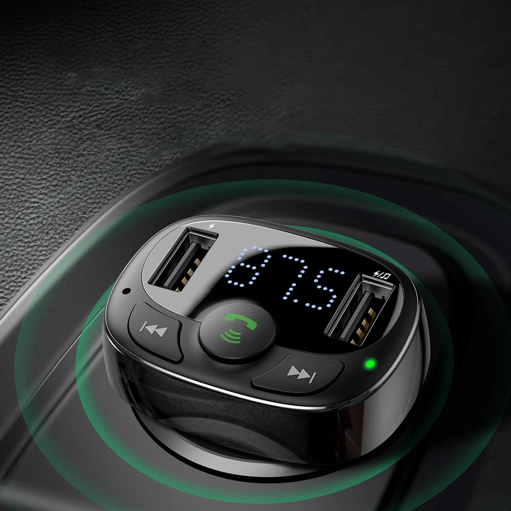 Baseus FM moduliatorius T tipo Bluetooth 2xUSB Micro SD – Juodas