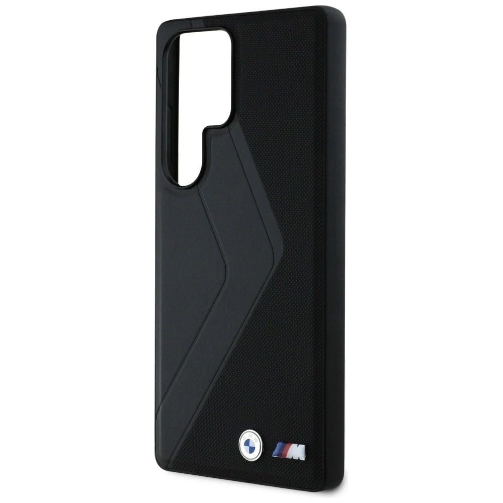 Dėklas BMW Leather Oversized Stripes MagSafe Samsung Galaxy S25 Ultra juodos spalvos