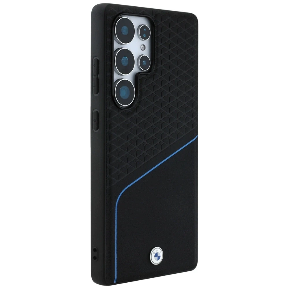 Dėklas BMW Leather Textured and Smooth MagSafe Samsung Galaxy S25 Ultra juodos spalvos