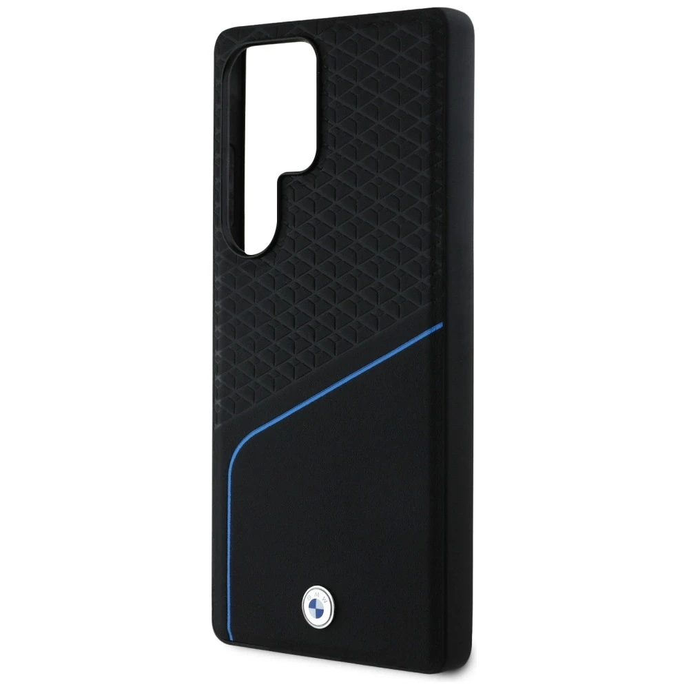Dėklas BMW Leather Textured and Smooth MagSafe Samsung Galaxy S25 Ultra juodos spalvos