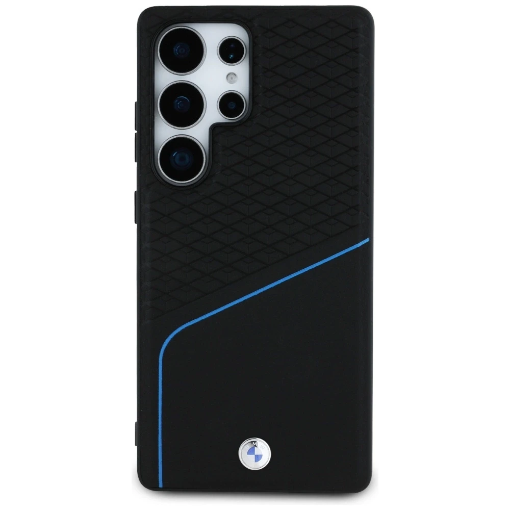 Dėklas BMW Leather Textured and Smooth MagSafe Samsung Galaxy S25 Ultra juodos spalvos
