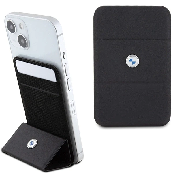 Dėklas Wallet BMW Card Slot Stand BMWCSMRSK juodos spalvos MagSafe Signature Collection