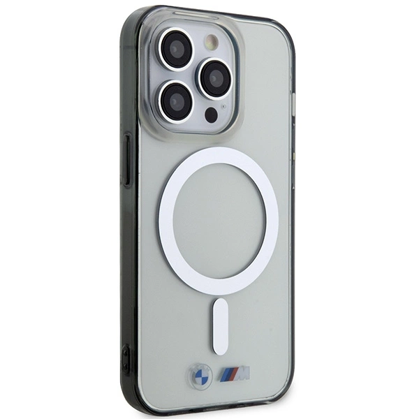 Dėklas BMW Sidabrinis Ring MagSafe case for iPhone 15 Pro Max - transparent