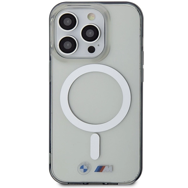 Dėklas BMW Sidabrinis Ring MagSafe case for iPhone 15 Pro Max - transparent