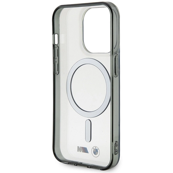 Dėklas BMW Sidabrinis Ring MagSafe case for iPhone 15 Pro Max - transparent