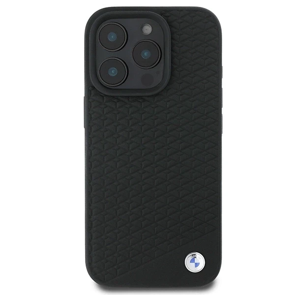 BMW BMHMP16X23RDDK Apple iPhone 16 Pro Max 6.9″ juodos spalvos kietas dėklas Sign Leather Diamond Metal Logo MagSa