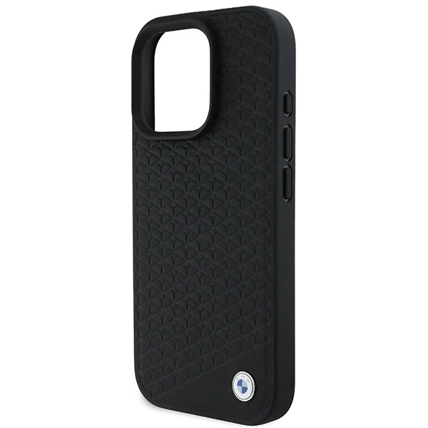 BMW BMHMP16X23RDDK Apple iPhone 16 Pro Max 6.9″ juodos spalvos kietas dėklas Sign Leather Diamond Metal Logo MagSa