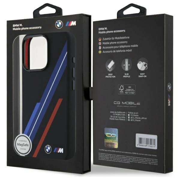 BMW BMHMP16L23SSPK Apple iPhone 16 Pro 6.3" dėklas telefonui juodos spalvos Silikoninis Random Lines MagSafe