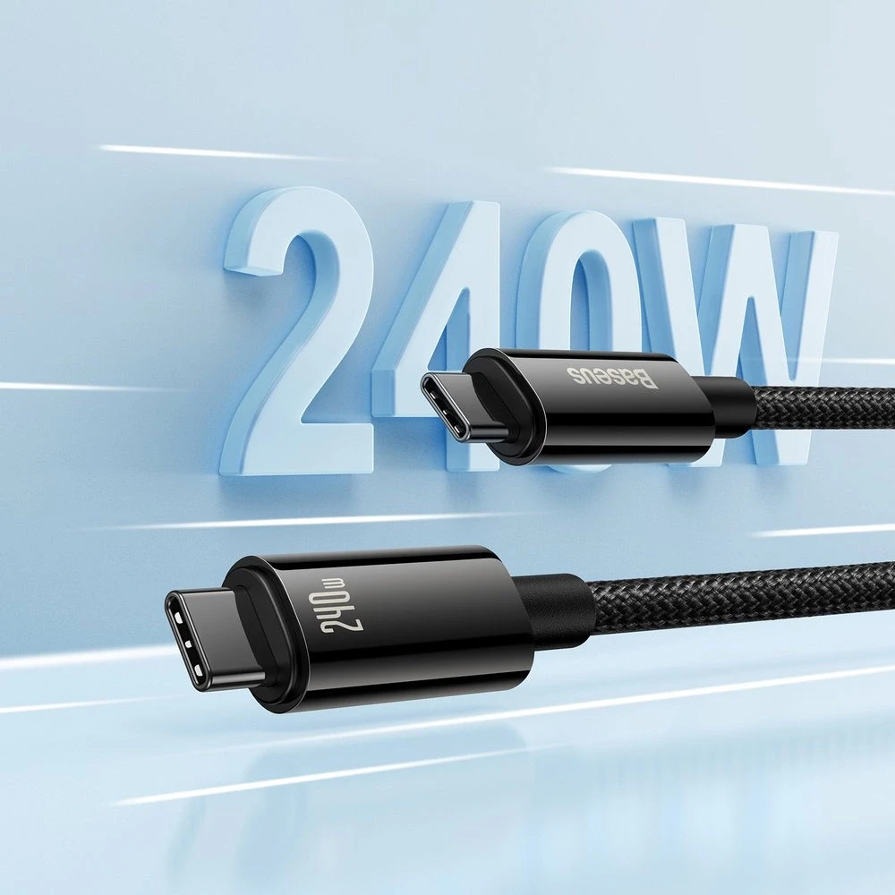 Baseus USB-C USB-C kabelis Tungsten Gold 240W 3m