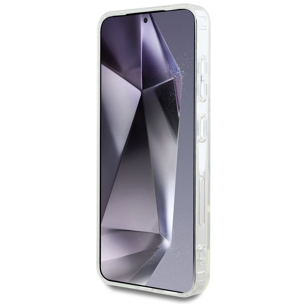 Dėklas Karl Lagerfeld Karlo Lagerfeldo mygtuko Choupette galvutės spausdintas logotipas MagSafe Samsung Galaxy S25 Plus baltas