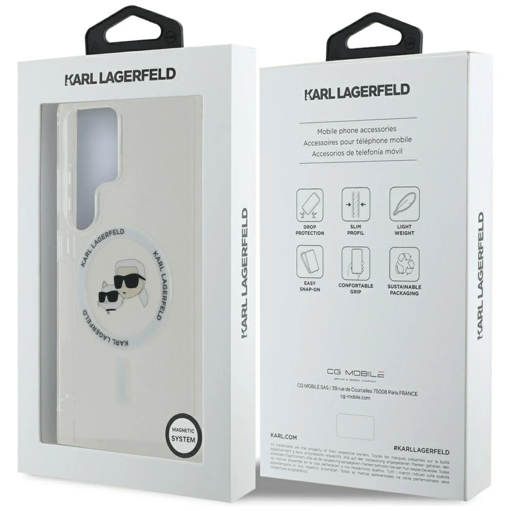 Karl Lagerfeld IML K&CH Heads MagSafe dėklas skirtas Samsung Galaxy S25 Ultra skaidrus