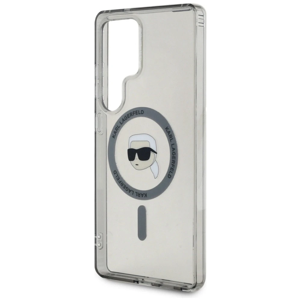 Dėklas Karl Lagerfeld Button Karl Head Printed Logo MagSafe Samsung Galaxy S25 Ultra juodos spalvos