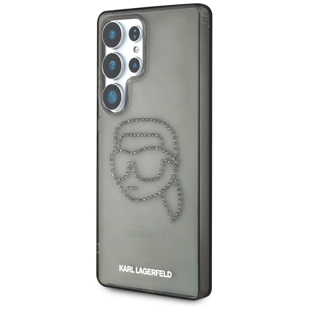 Dėklas Karl Lagerfeld Rhinestones Karl Head Logo Samsung Galaxy S25 Ultra juodos spalvos