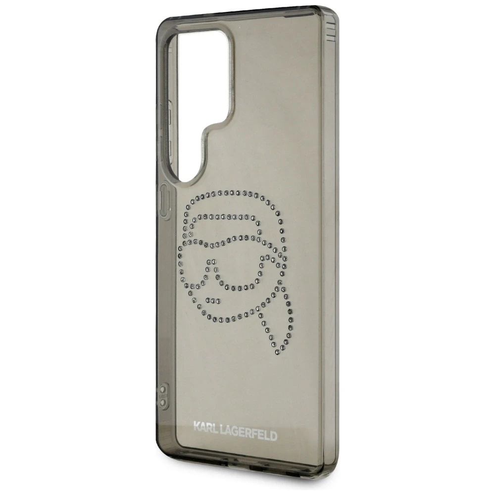 Dėklas Karl Lagerfeld Rhinestones Karl Head Logo Samsung Galaxy S25 Ultra juodos spalvos