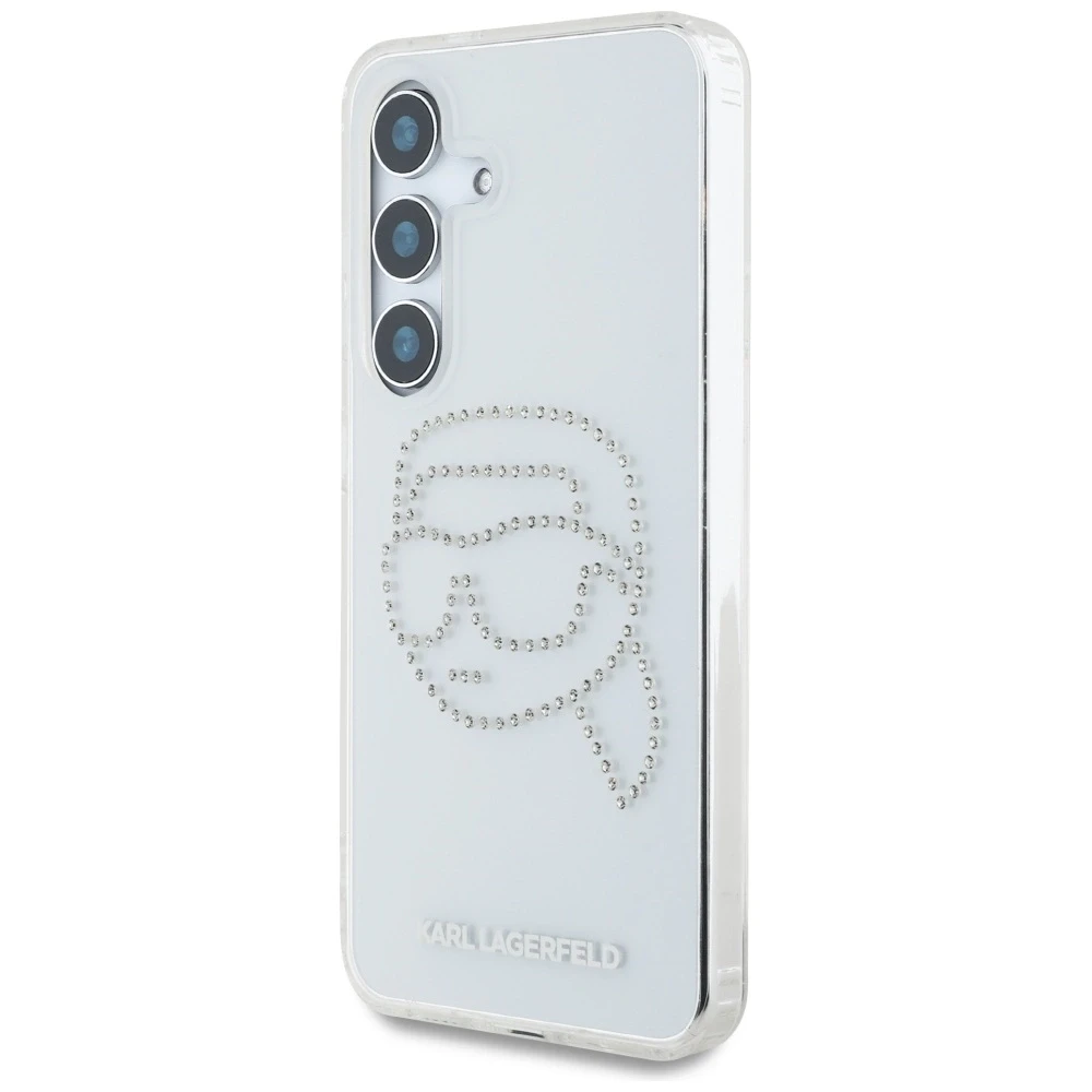 Dėklas Karl Lagerfeld Rhinestones Karl Head Logo Samsung Galaxy S25 skaidrus