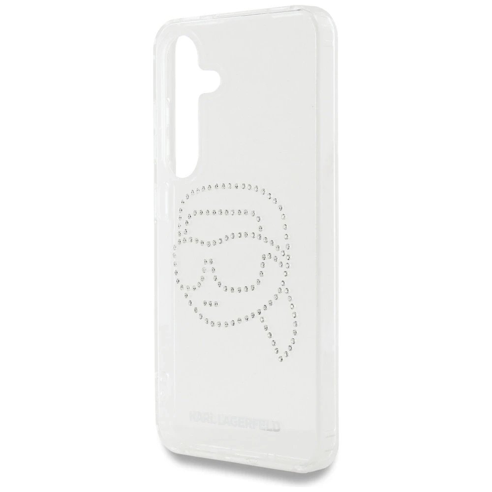 Dėklas Karl Lagerfeld Rhinestones Karl Head Logo Samsung Galaxy S25 skaidrus