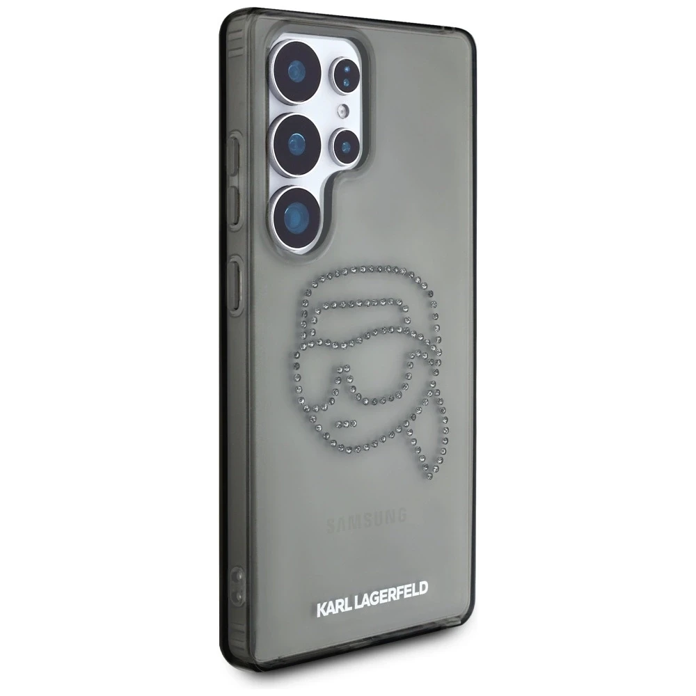 Dėklas Karl Lagerfeld Rhinestones Karl Head Logo Samsung Galaxy S25 Ultra juodos spalvos