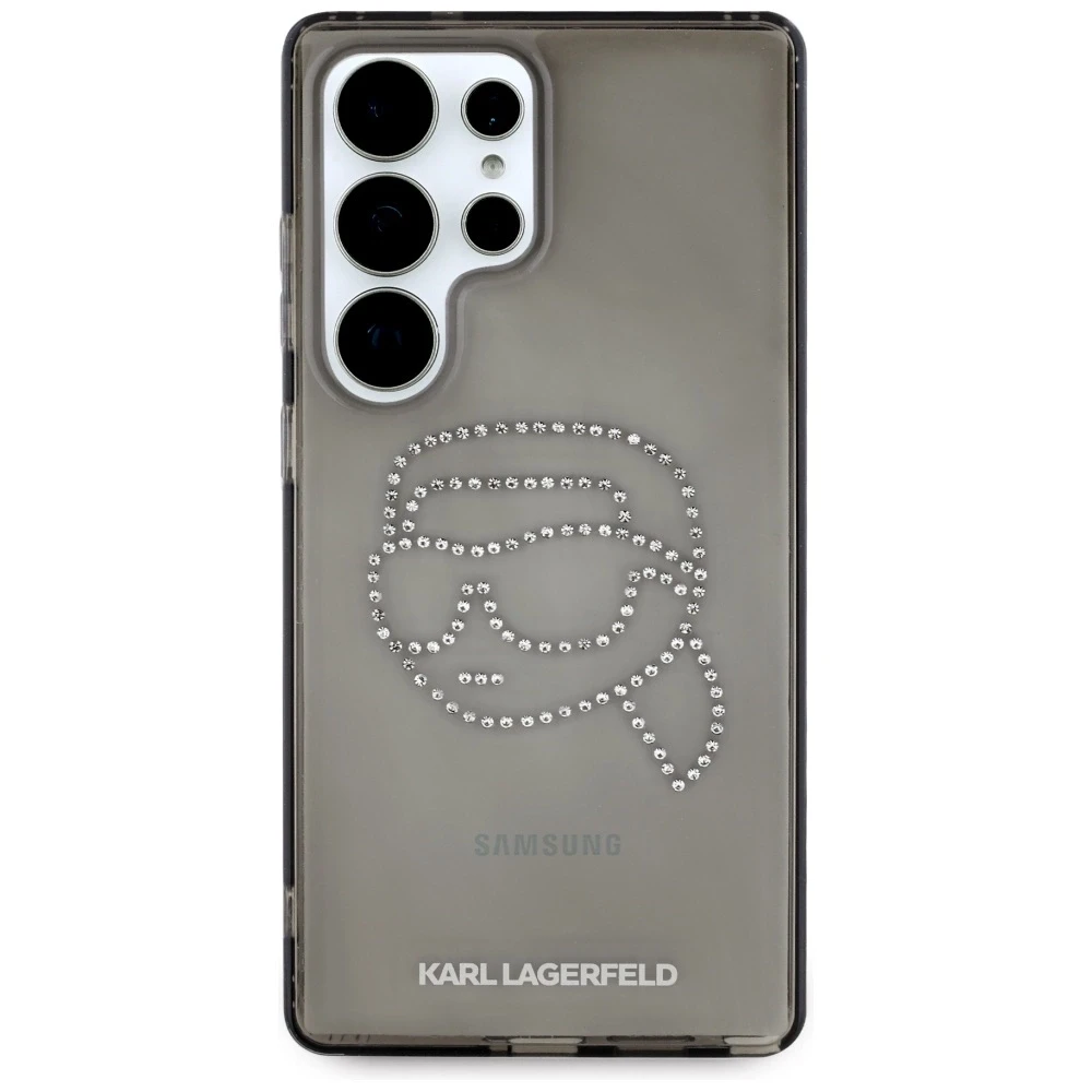 Dėklas Karl Lagerfeld Rhinestones Karl Head Logo Samsung Galaxy S25 Ultra juodos spalvos