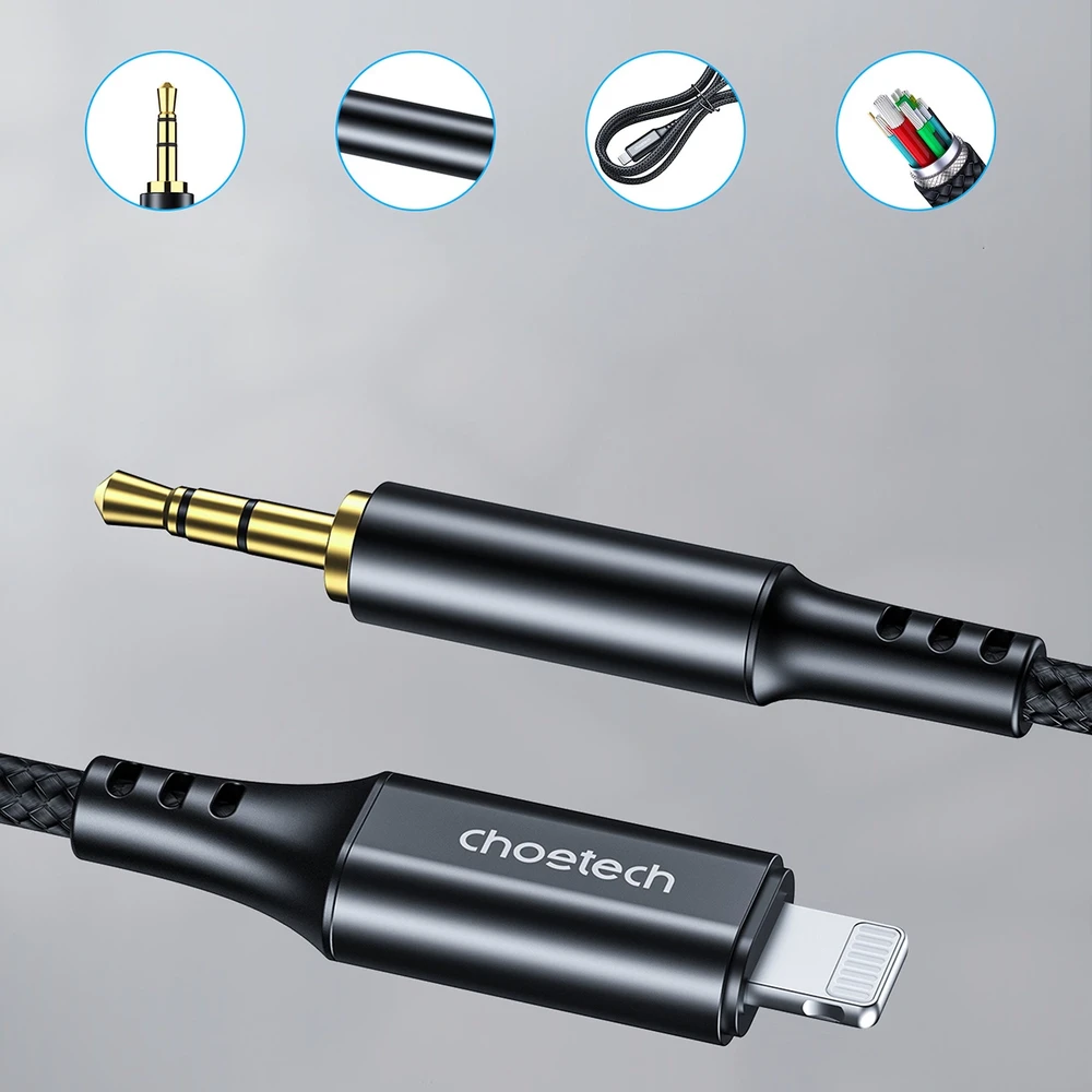 Choetech AUX007 Apšvietimo / mini lizdo 3,5 mm laidas 1 m – juodas