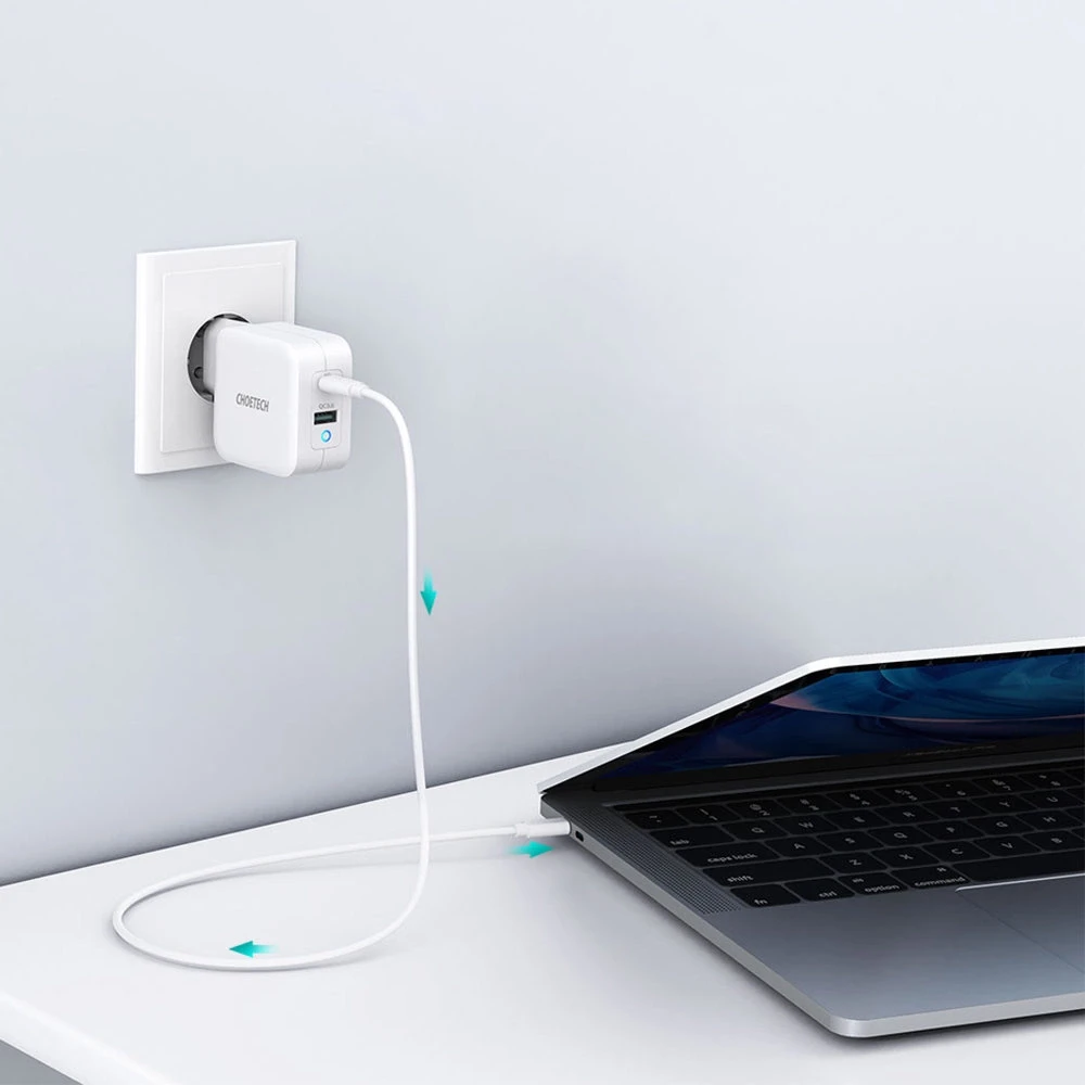 Kroviklis CHOETECH GaN USB Type-C, Type-A: 65W, PD, QC
